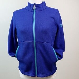 Spyder Stryke mock neck sweater knit jacket fleece lined full zip Kids XL Wo. S